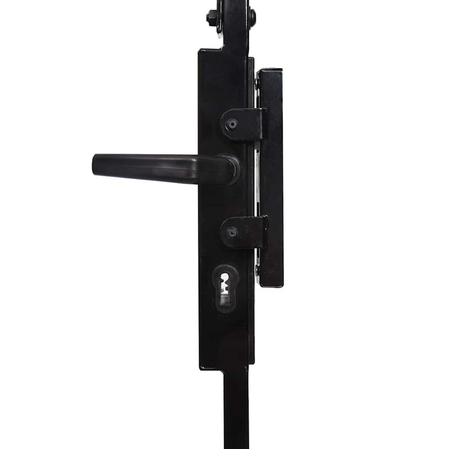 Fence Gate ASSEN with Arched Top Steel 89x200 cm Black