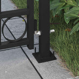 Fence Gate with Arched Top and 2 Posts 105x204 cm Black - Side View