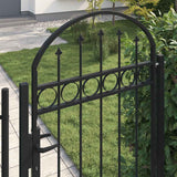 Fence Gate with Arched Top and 2 Posts 105x204 cm Black - Top-Down View