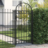 Fence Gate ASSEN with Arched Top and 2 Posts 105x170 cm Black