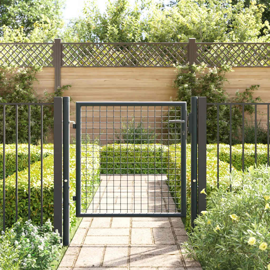 Mesh Garden Gate Galvanised Steel 100x75 cm Grey