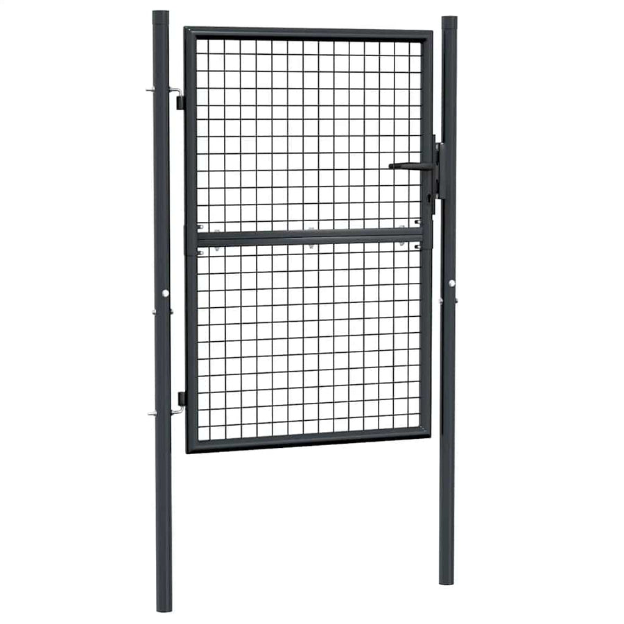 Mesh Garden Gate Galvanised Steel 100x125 cm Grey