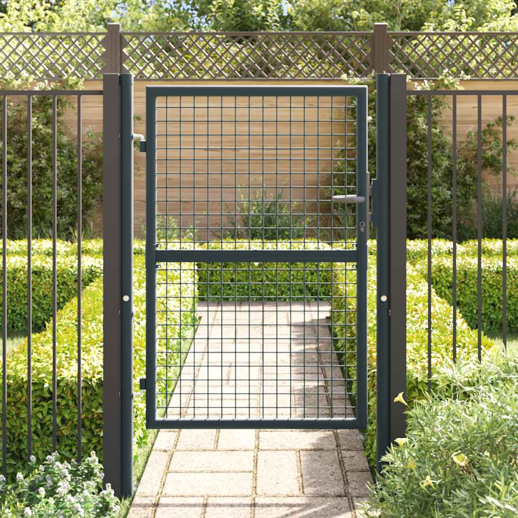 Mesh Garden Gate Galvanised Steel 100x125 cm Grey