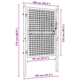Mesh Garden Gate Galvanised Steel 100x125 cm Grey - Close-Up Angle