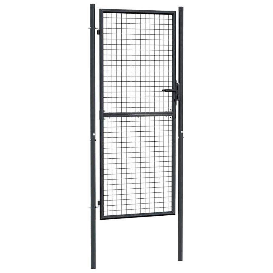 Mesh Garden Gate Galvanised Steel 100x200 cm Grey