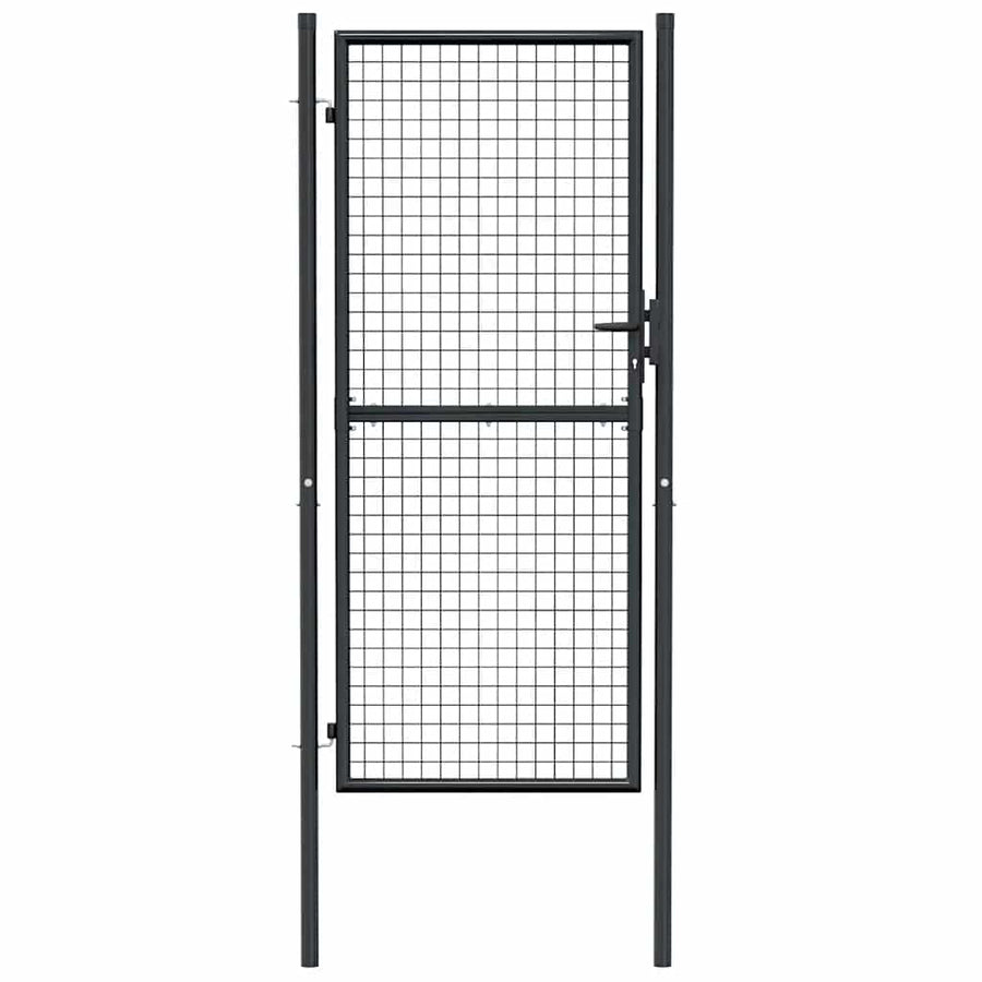 Mesh Garden Gate Galvanised Steel 100x200 cm Grey