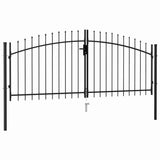 Fence Gate Double Door with Spike Top Steel 3x1.25 m Black