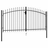 Fence Gate Double Door with Spike Top Steel 3x1.5 m Black