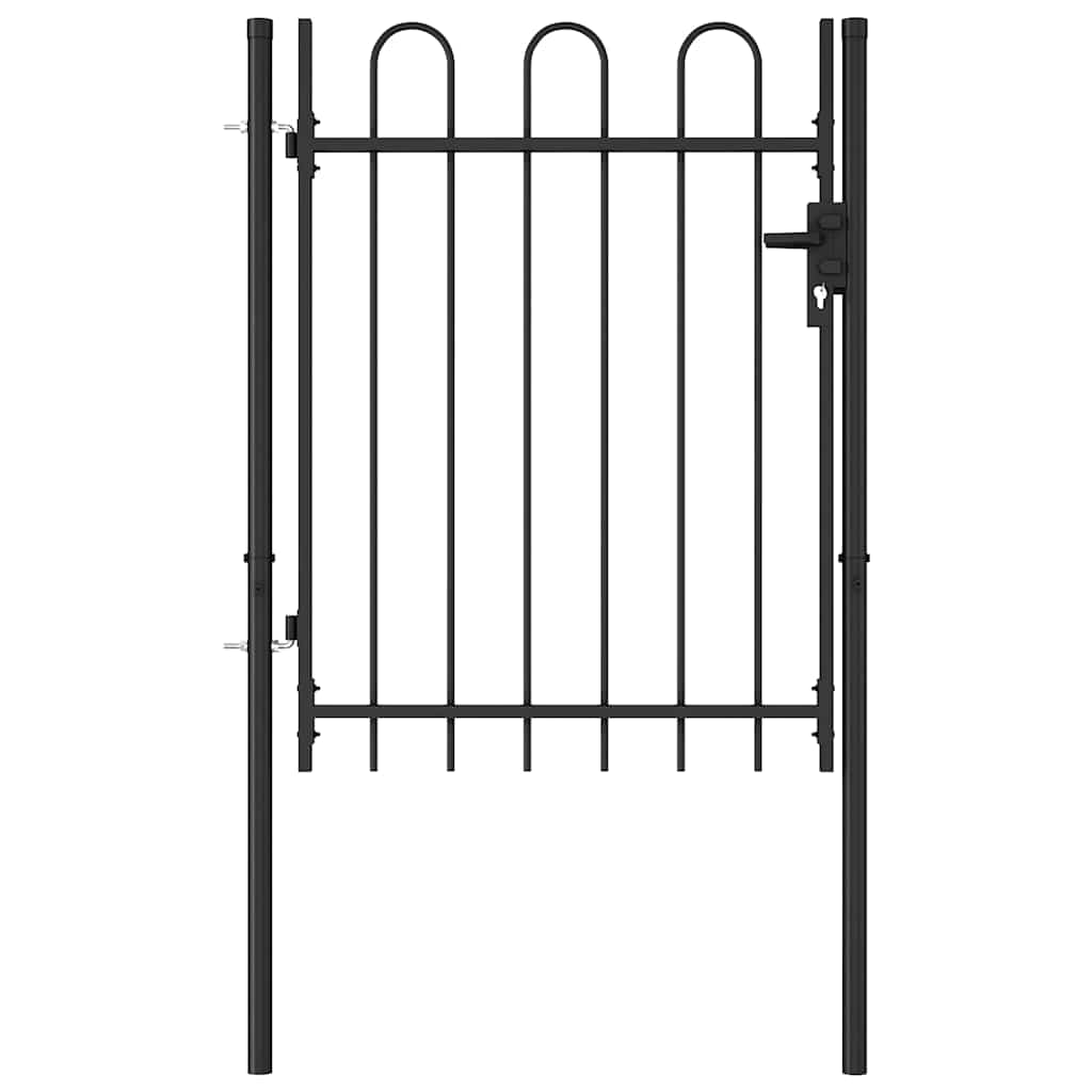 Fence Gate BOXTEL Single Door with Arched Top Steel 1x1.2 m Black