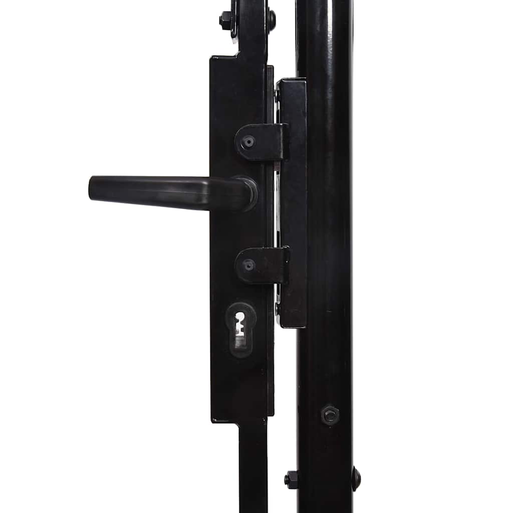 Fence Gate BOXTEL Single Door with Arched Top Steel 1x1.2 m Black