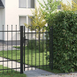 Fence Gate BOXTEL Single Door with Arched Top Steel 1x1.2 m Black