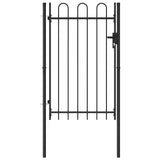 Fence Gate BOXTEL Single Door with Arched Top Steel 1x1.5 m Black