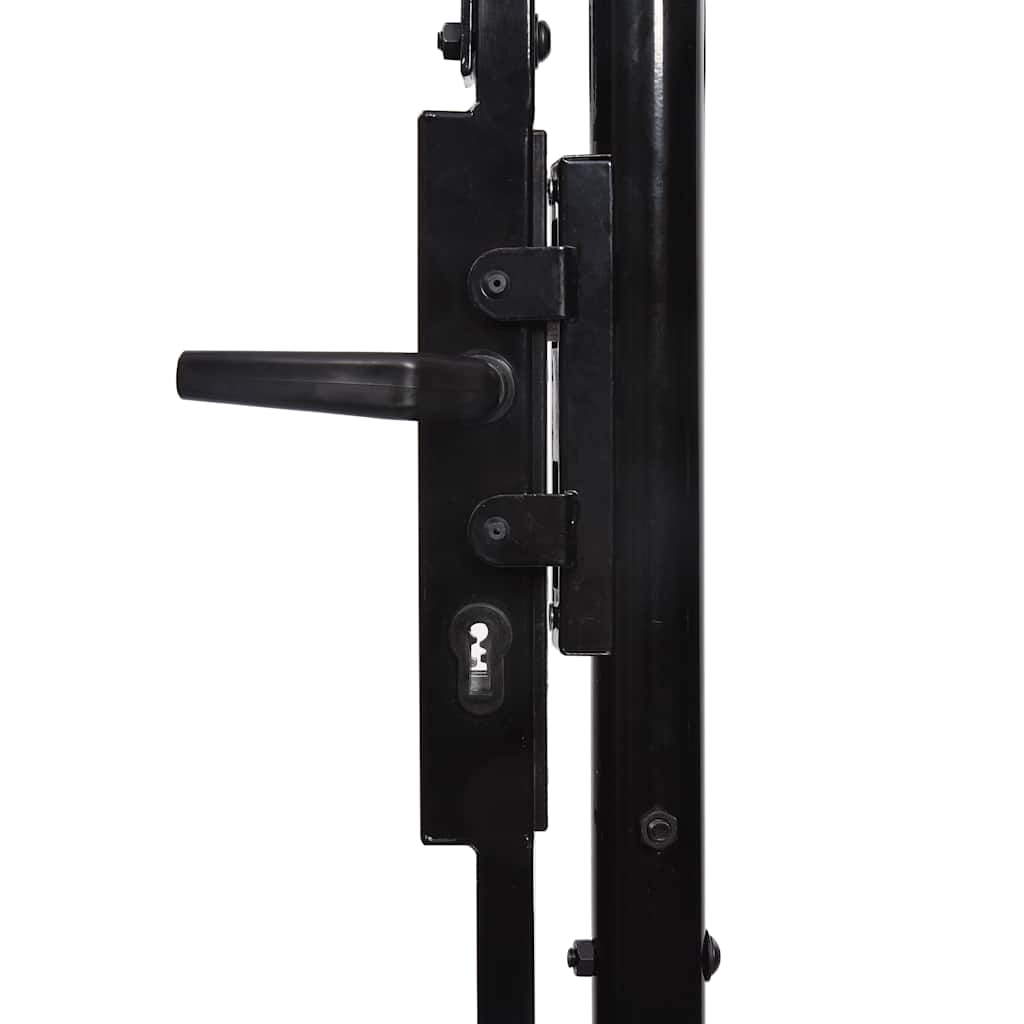 Fence Gate BOXTEL Single Door with Arched Top Steel 1x1.5 m Black