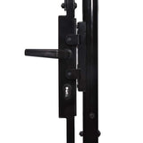 Fence Gate BOXTEL Single Door with Arched Top Steel 1x1.5 m Black