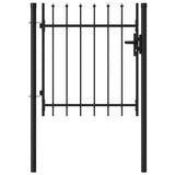 Fence Gate BOXTEL Single Door with Spike Top Steel 1x1 m Black