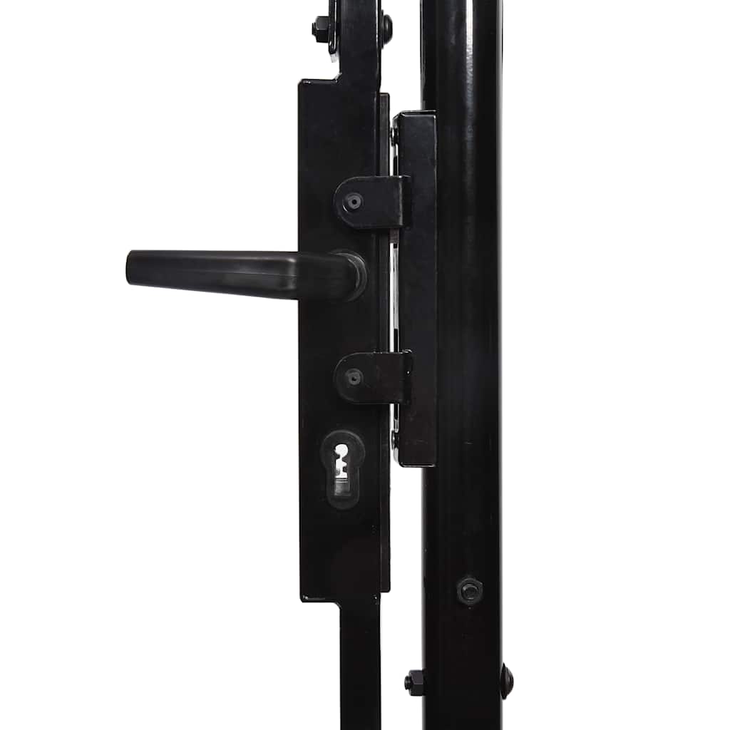 Fence Gate BOXTEL Single Door with Spike Top Steel 1x1 m Black