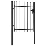 Fence Gate BOXTEL Single Door with Spike Top Steel 1x1.2 m Black - Front View