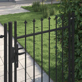 Fence Gate BOXTEL Single Door with Spike Top Steel 1x1.2 m Black - Side View