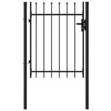 Fence Gate BOXTEL Single Door with Spike Top Steel 1x1.2 m Black - Top-Down View