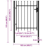 Fence Gate BOXTEL Single Door with Spike Top Steel 1x1.2 m Black - Close-Up Angle