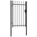 Fence Gate BOXTEL Single Door with Spike Top Steel 1x1.5 m Black