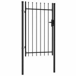 Fence Gate "BOXTEL" Single Door with Spike Top 1x1.5 m Black