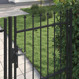 Fence Gate BOXTEL Single Door with Spike Top Steel 1x1.5 m Black - Side View