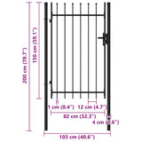 Fence Gate BOXTEL Single Door with Spike Top Steel 1x1.5 m Black