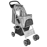 Folding Pet Stroller Dog/Cat Travel Carrier Grey - Front View