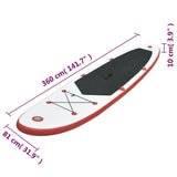 Stand Up Paddle Board Set SUP Surfboard Inflatable Red and White - Low Angle