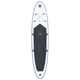 Inflatable Stand Up Paddleboard with Sail Set Blue and White - 45-Degree Angle
