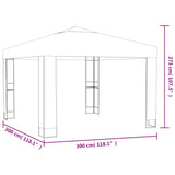 Gazebo with Double Roof 3x3 m White - Rear View