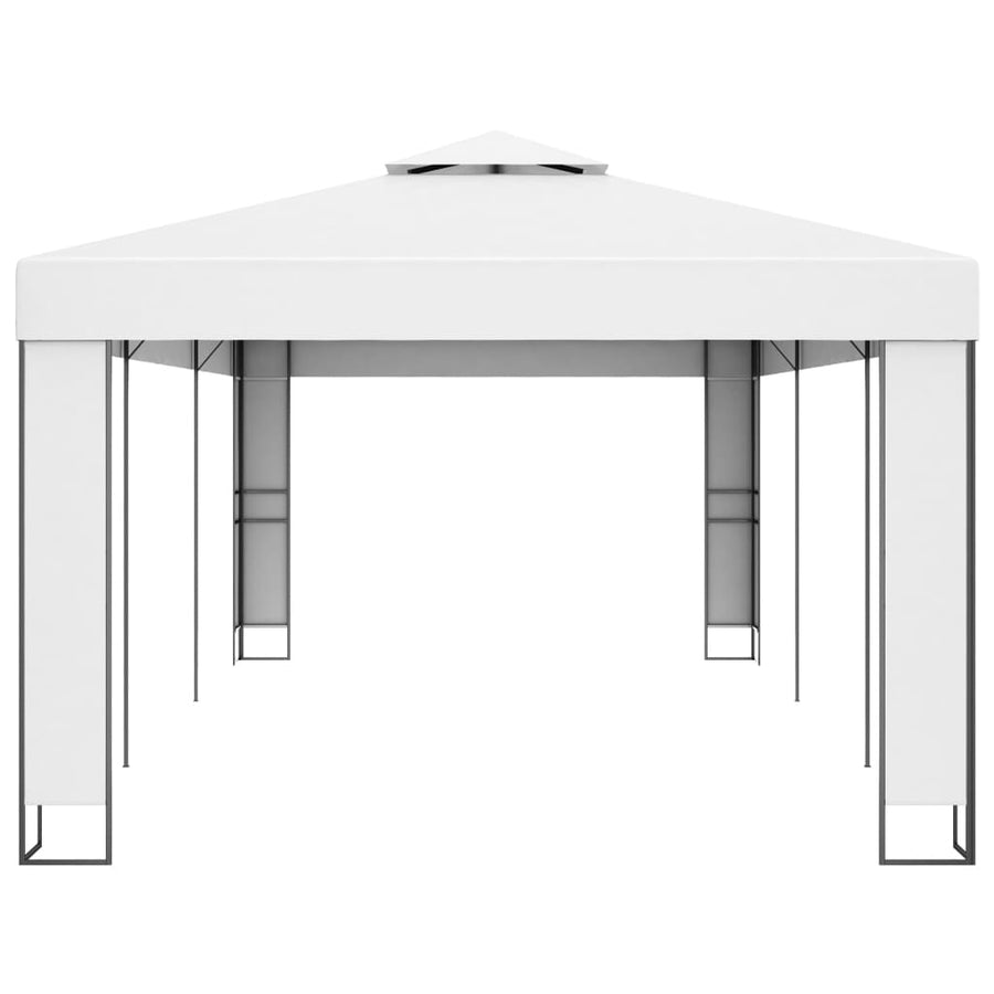Gazebo with Double Roof 3x6 m White