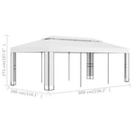 Gazebo with Double Roof 3x6 m White