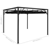 Garden Gazebo with Retractable Roof Canopy 3x3 m Anthracite - Low Angle