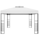 Garden Gazebo Powder-Coated Steel 4x3x2.7 m White - Side View