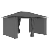 Garden Marquee with Curtains 4x3 m Anthracite - Front View