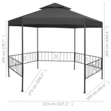 Garden Gazebo 323x275x265 cm Anthracite - Low Angle