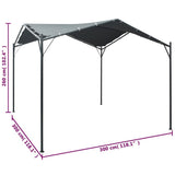 Gazebo Pavilion Tent Canopy 3x3 m Steel Anthracite - Close-Up Angle