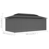 Gazebo with Curtains 600x298x270 cm Anthracite - Extra Image