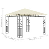 Gazebo with Mosquito Net 3x3x2.73 m Cream 180 g/m² - Rear View