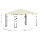 Gazebo with Mosquito Net 4x3x2.73 m Cream 180 g/m² - Rear View