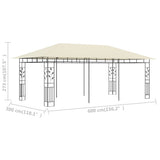 Gazebo with Mosquito Net 6x3x2.73 m Cream - Rear View