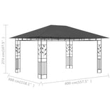 Gazebo with Mosquito Net 4x3x2.73 m Anthracite 180 g/m² - Rear View