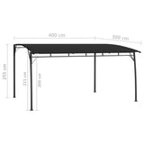 Garden Sunshade Awning 4x3x2.55 m Anthracite - Rear View