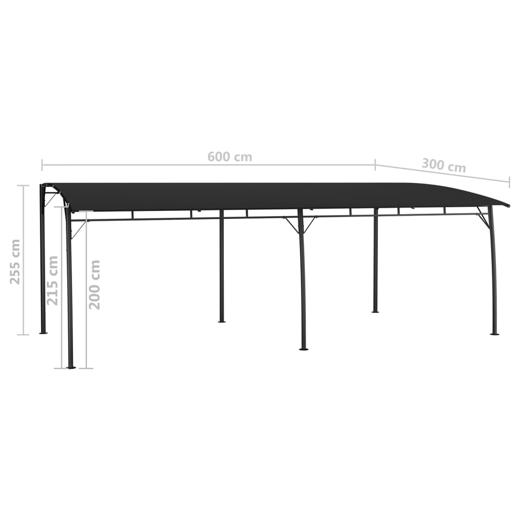 Sunshade awnings 6 x 3 x 2,55 m Anthracite