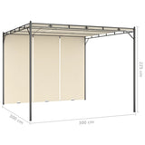 Garden Gazebo with Side Curtain 3x3x2.25m Cream - Low Angle