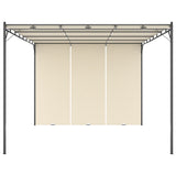 Garden Gazebo with Side Curtain 4x3x2.25 m Cream - Front View