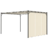 Garden Gazebo with Side Curtain 4x3x2.25 m Cream - Top-Down View