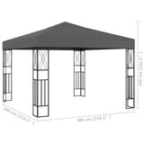 Gazebo 3x3 m Anthracite Fabric - 45-Degree Angle
